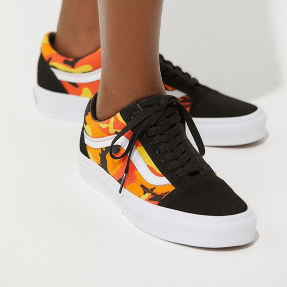vans old skool pop camo orange